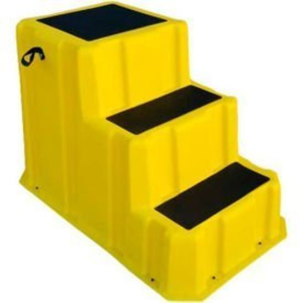 Us Roto Molding 3 Step Nestable Plastic Step Stand - Yellow 26"W x 43"D x 28"H - NST-3 YEL NST-3 YEL